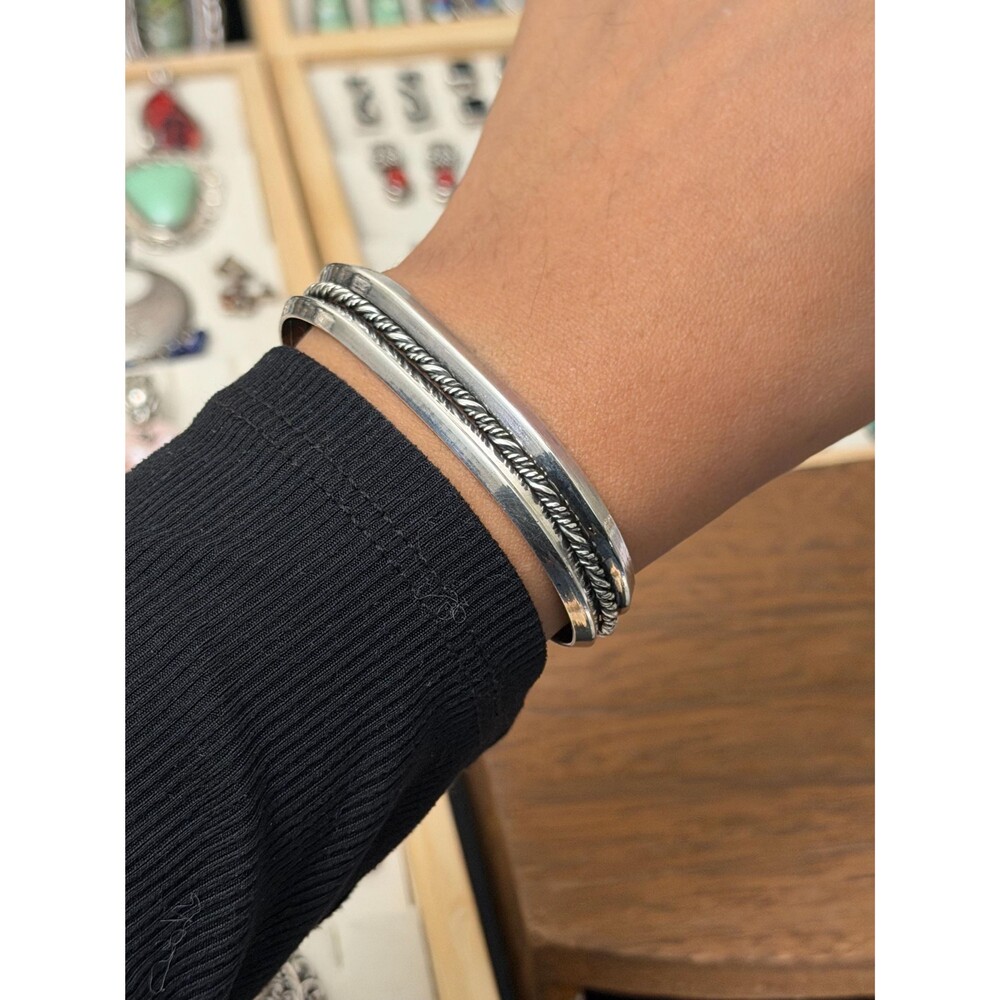 Vintage Native Unsigned Sterling Silver Stacker Bracelet